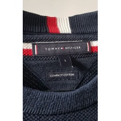 Pull Tommy Hilfiger bleu marine col rond L – Occasion très bon état | Brocaffaire