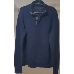 Pull Tommy Hilfiger bleu marine col camionneur XL – Occasion très bon état | Brocaffaire