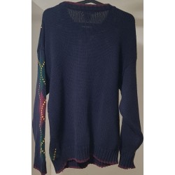 Pull Tommy Hilfiger bleu marine motif losange M – Occasion très bon état | Brocaffaire