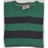 Pull léger Tommy Hilfiger rayé vert et gris M – vêtement homme d’occasion