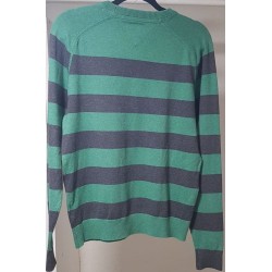 Pull léger Tommy Hilfiger rayé vert et gris M – Occasion bon état | Brocaffaire