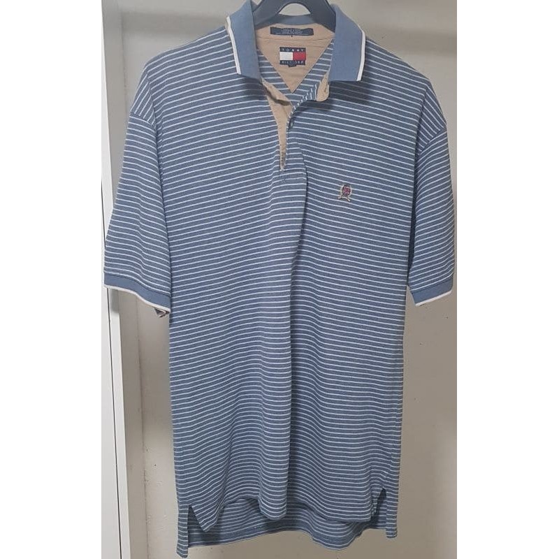 Polo Tommy Hilfiger rayé gris L – Très bon état