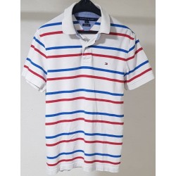 Polo Tommy Hilfiger rayé rouge et bleu S – Bon état