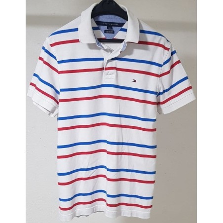 Polo Tommy Hilfiger rayé rouge et bleu S – Bon état
