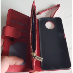 Coque Rouge Redmi Note 9T avec Porte‑Cartes et Porte‑Monnaie | Brocaffaire